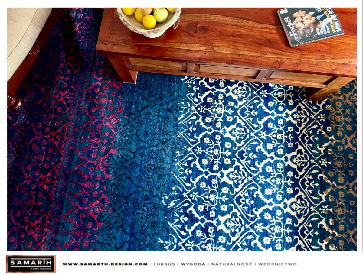aranżacyjne zdjęcie dywanu ręcznie tkanego indyjskiego